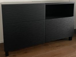 Besta Sideboard schwarz mit Schubladen