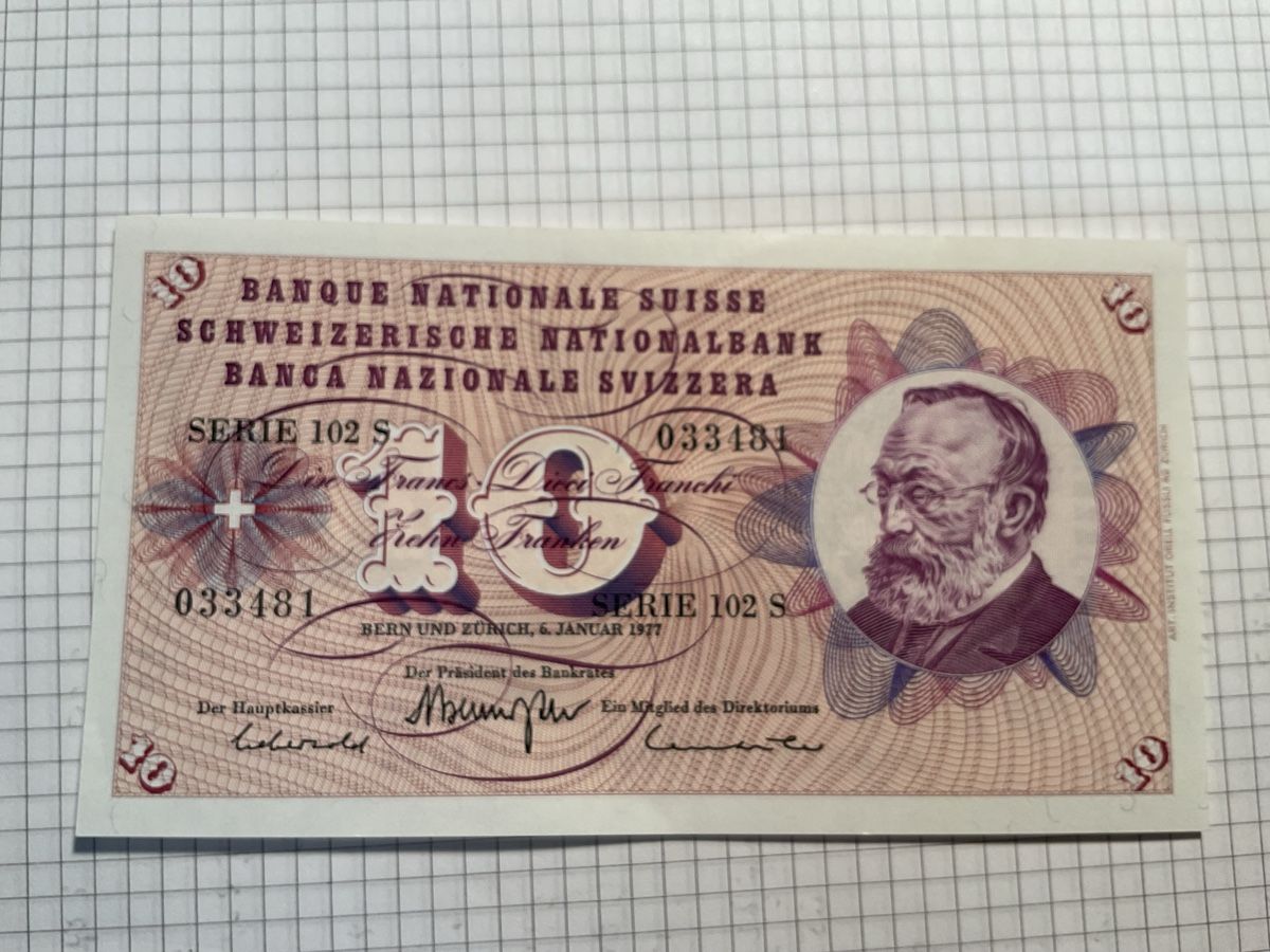 Banconote: 10.-Franken Note Schweiz ungefaltet – Usato da Ursenbach venduto da tho_8s6p 1