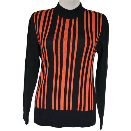 Pullover Gr. M/L schwarz-orange Streifen VINTAGE 1970s NEU