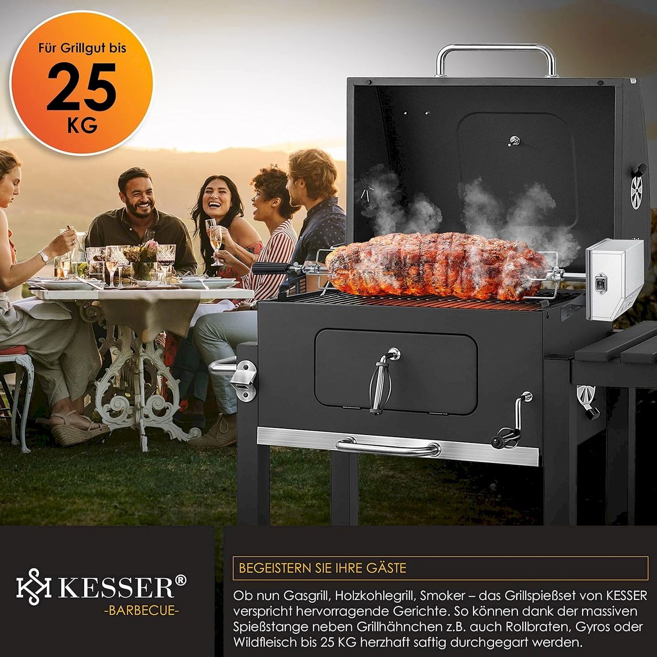 Grillzubehör: Motor-Grillspieß Set Edelstahl BBQ 116cm – Neu und originalverpackt aus Bottighofen von zaap 3