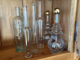 6x Bouteilles en verre, vintage et deco -6 Flaschen Vintage