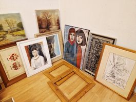Konvolut originales Gemälde/Rahmen 10 Stücke, verschiedene