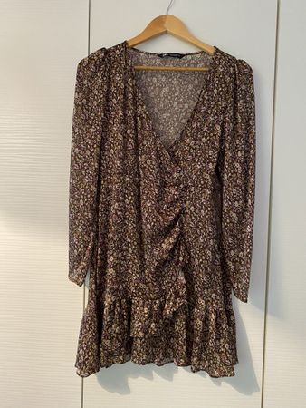 Zara Wickelkleid Blumenkleid Gr. M Herbstkleid boho chic