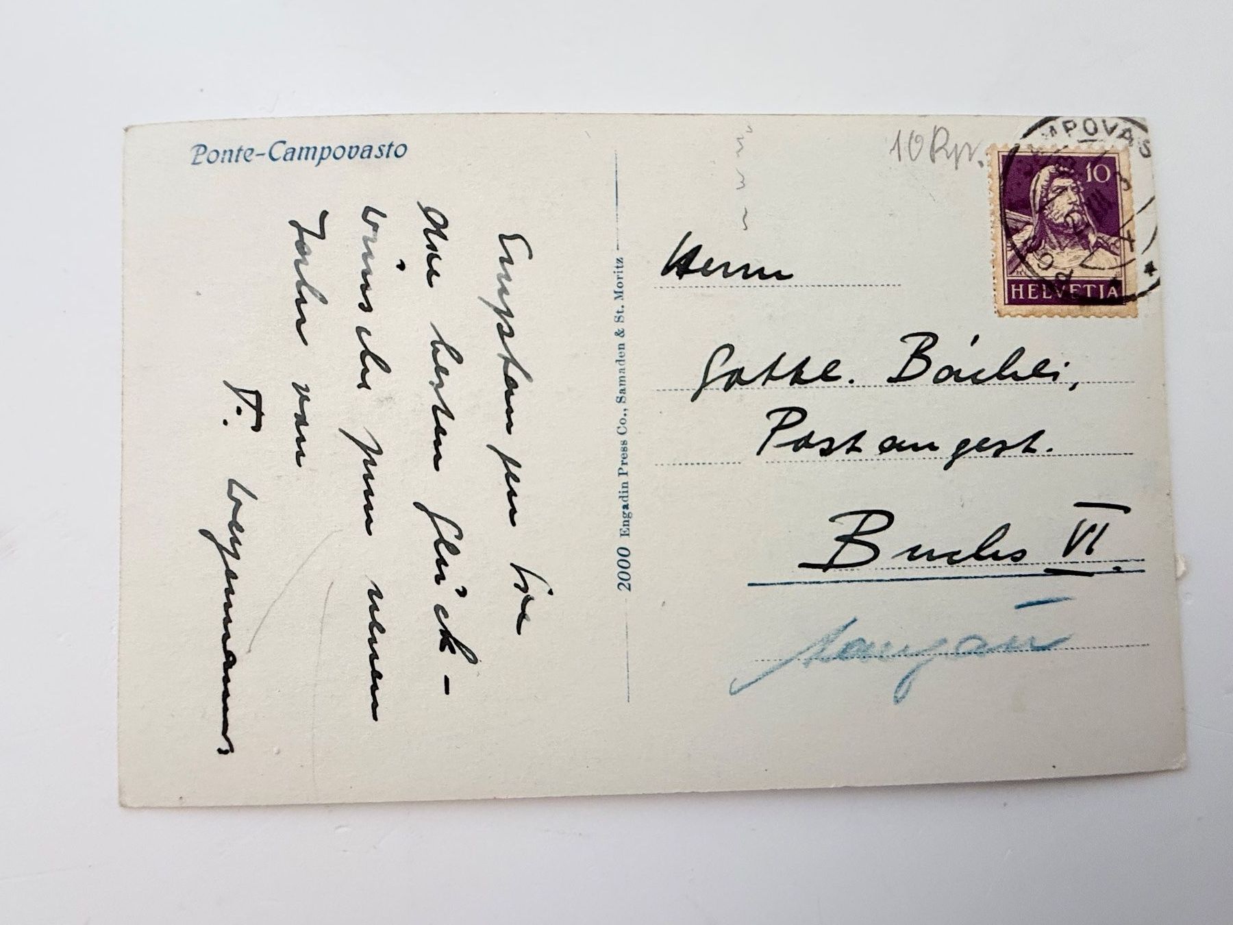Cartes postales: AK Ponte- Compovasto Kt. Graubünden – D'occasion à Zwingen par moje1 1