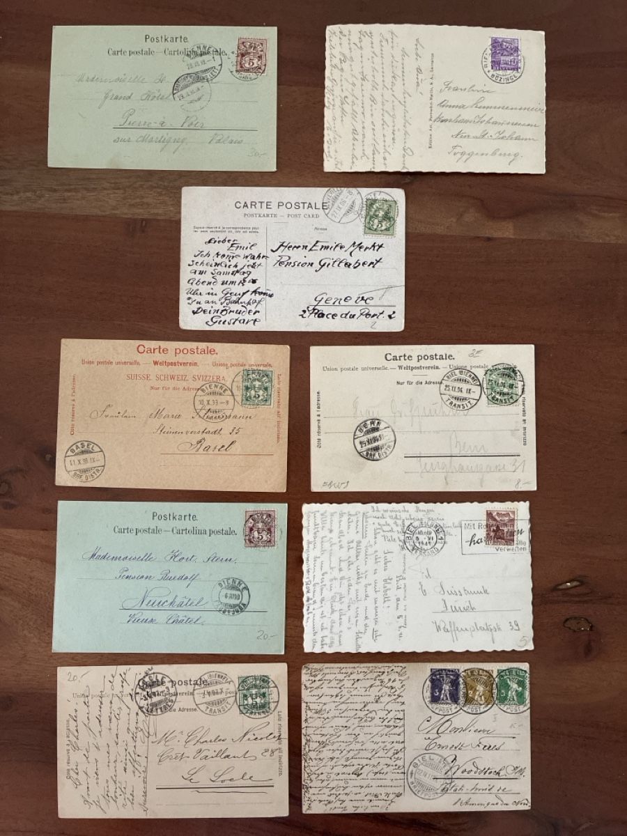 Ansichtskarten: 9 Ansichtskarten Schweiz von Biel BE. L – Gebraucht aus Oftringen von Cla.vD.74 1