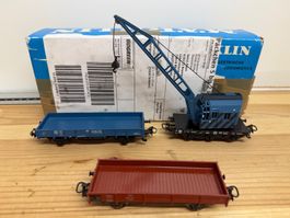Spur H0 AC Märklin 3er Set mit Krank- und Flachwagen DB