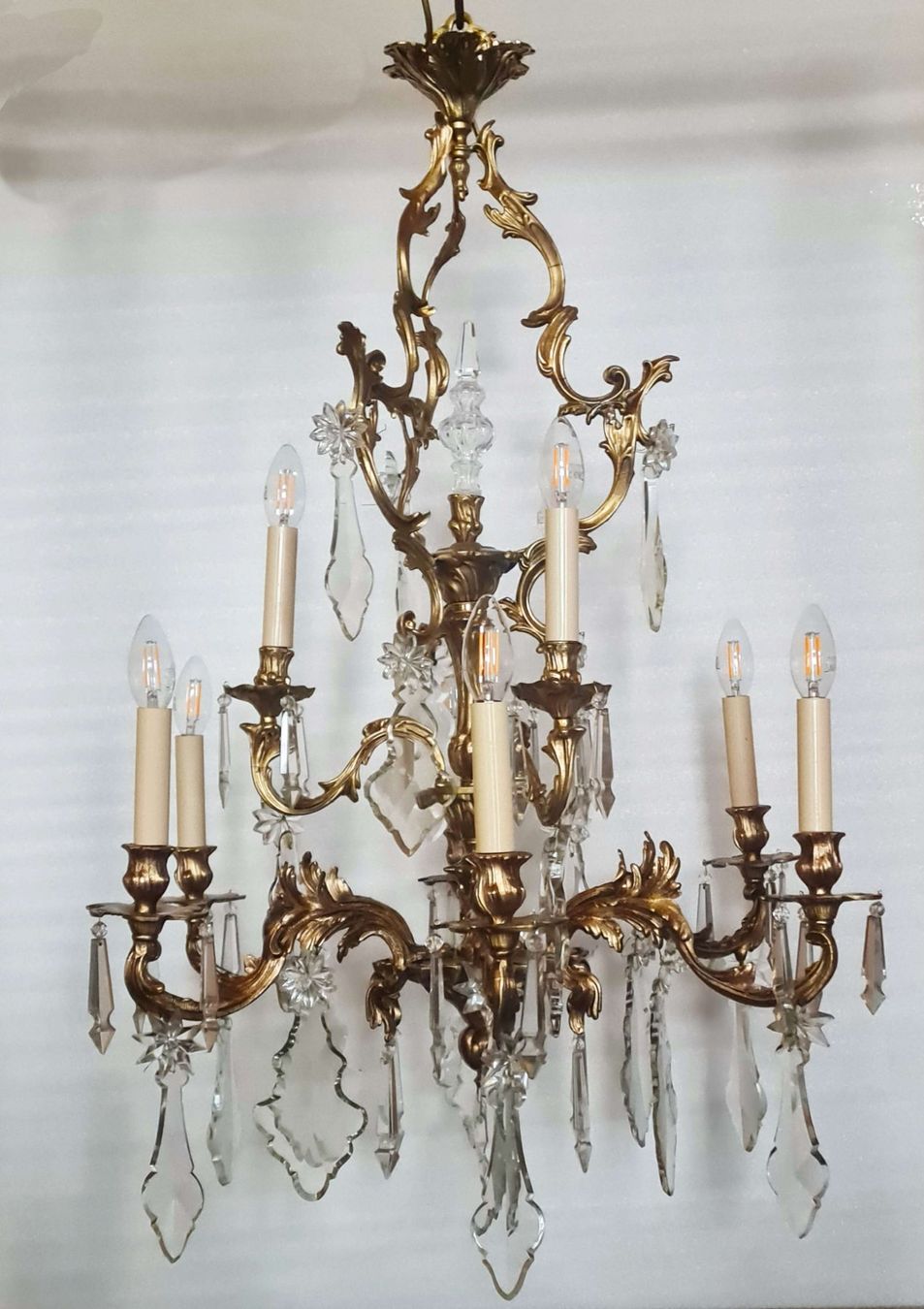 Kronleuchter & Deckenlampen: prächtiger antiker Kronleuchter, Korbform, Bronze, C59 – Gebraucht aus Gross Drewitz von Kronleuchter-online