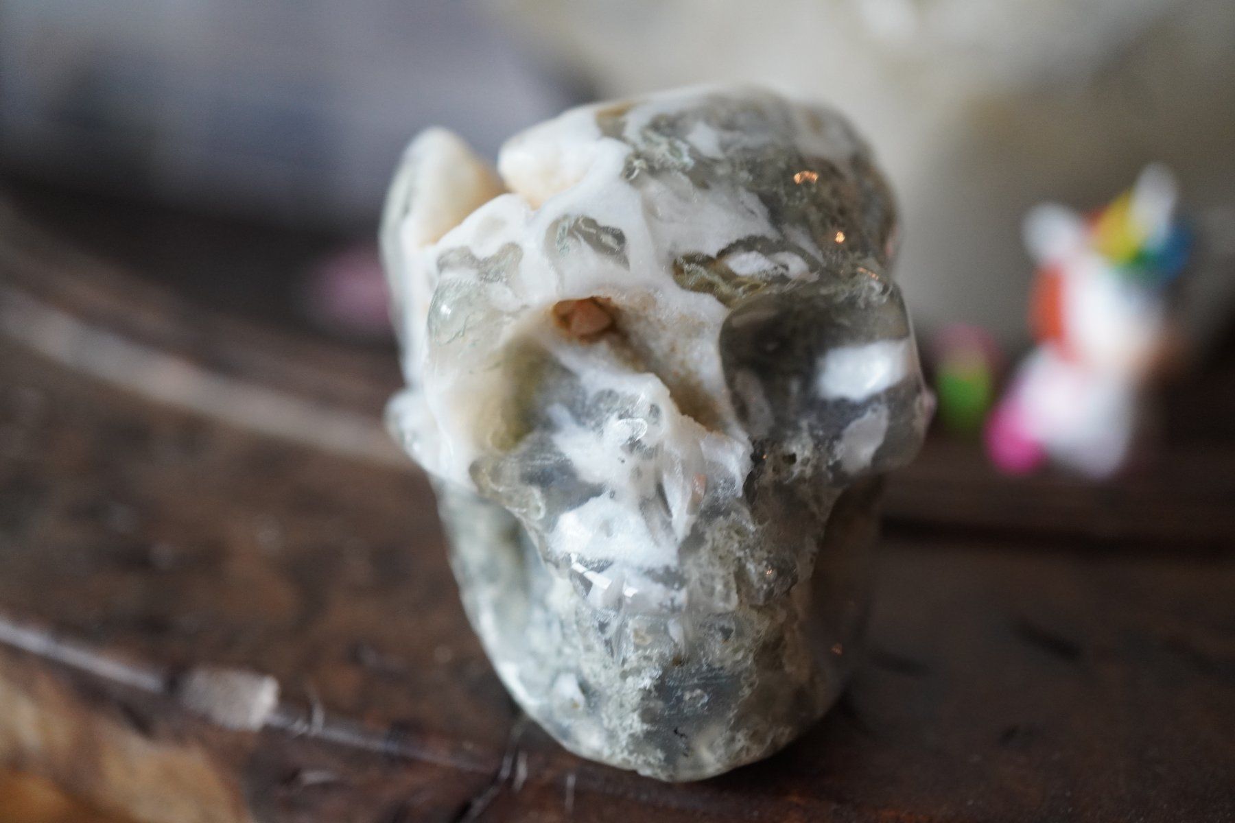 Minerali & Pietre curative: Moos Achat Drusen  Skull     "TOPSTONE" – Nuovo e nell'imballaggio originale da Eschenbach SG venduto da topstone 3