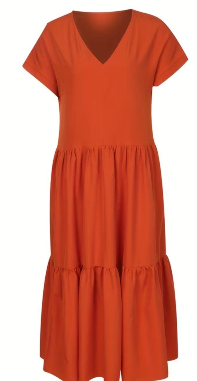 Vestiti: MaxiKleid orange Grösse 2XL V-Ausschnitt gestuft – Nuovo e nell'imballaggio originale da Hittnau venduto da Gamoe 1