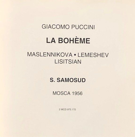 CD: Puccini - La Bohème (1956, Samosud) – Usato da Grüningen venduto da azulamarillo 2