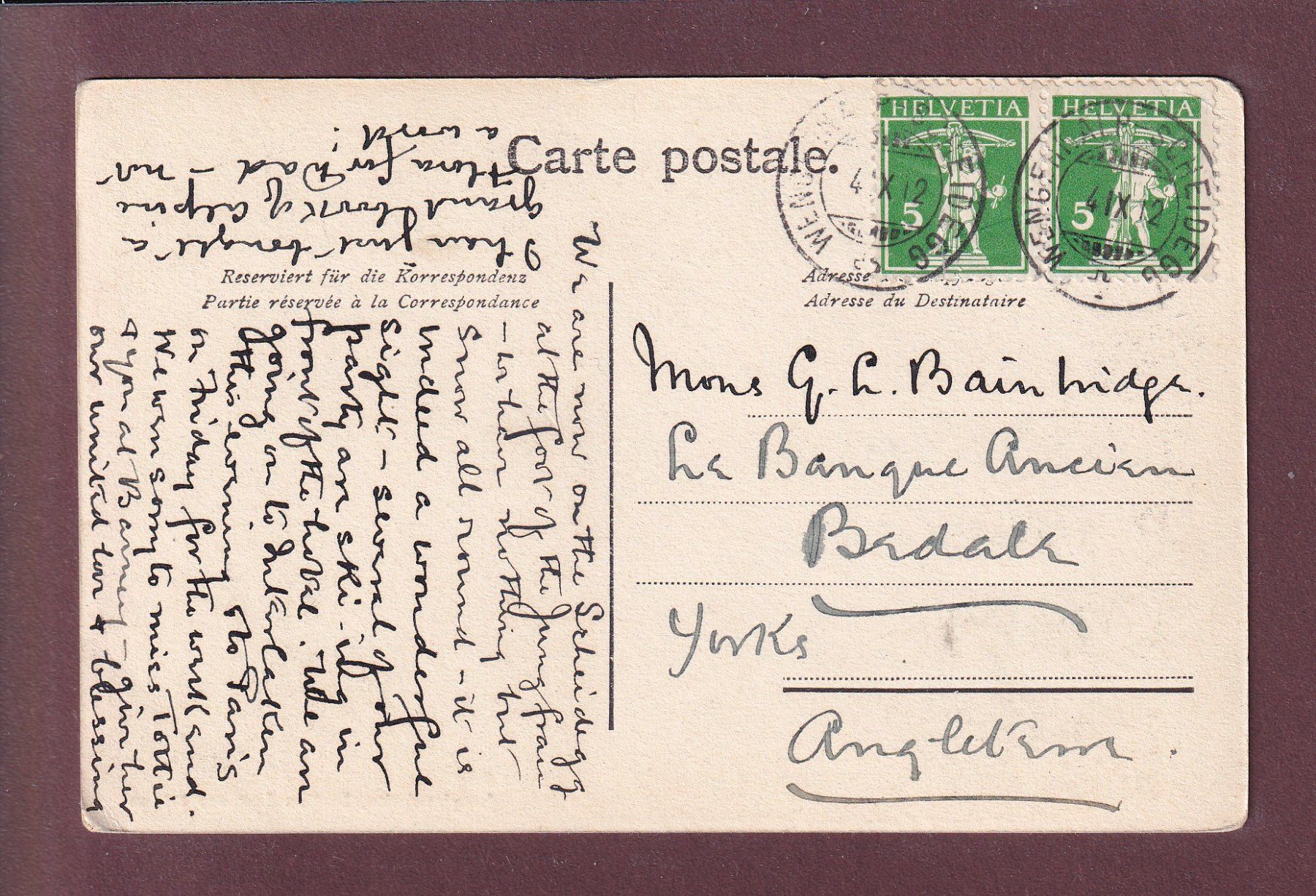 Cartoline postali: Jungfraubahn - STATION EISMEER - 1912 – Usato da Pully venduto da nicecards 1