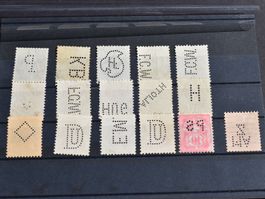 16 verschiedene Perfins   B1106V