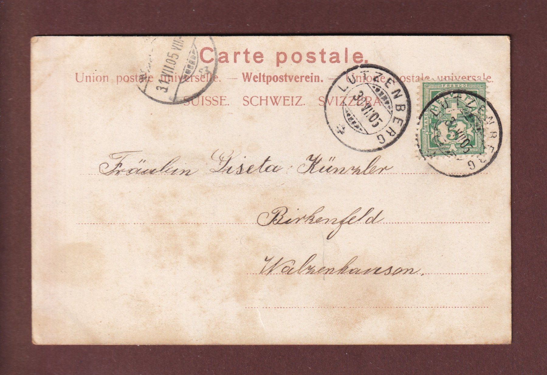 Cartoline postali: TAMINAFALL bei Ragaz - 1905 – Usato da Pully venduto da nicecards 1