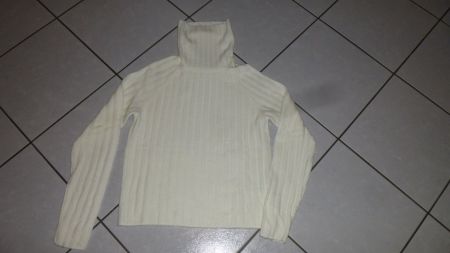 Damen-Rollkragenpullover, wollweiss, gerippt / MONKI / S