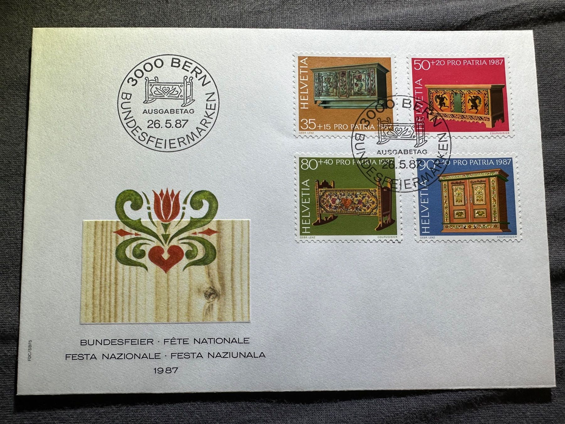 Tutti i francobolli: 1987 FDC Ersttagumschlag Pro Patria – Usato da Stettfurt venduto da 2442