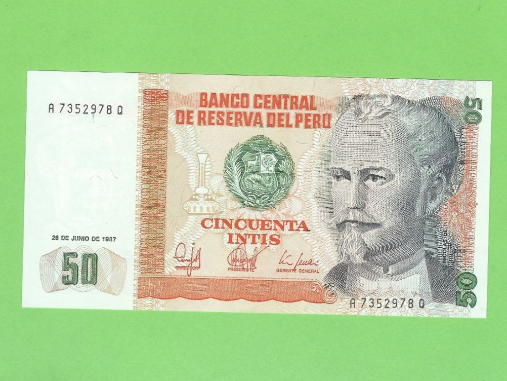 Banconote: Peru 50 Intis 1987, Sammlerschein! – Usato da Zürich venduto da t24_de 1