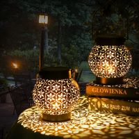Solarlaterne Außen Hängend Schwarz 2er Set IP65 LED