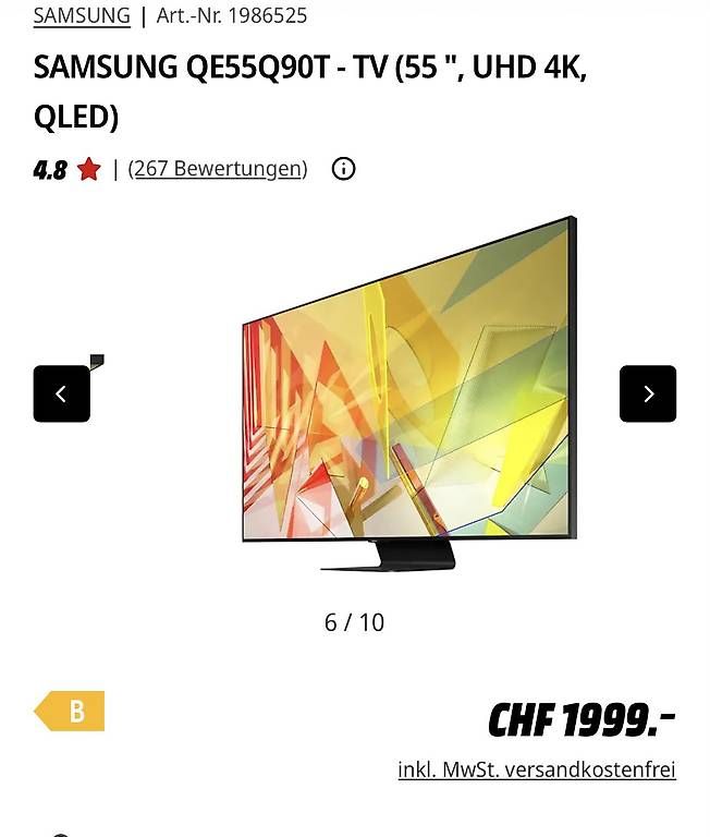 Televisori: Tv Samsung q90 55' – Usato da Collombey venduto da igor.pavlov 1