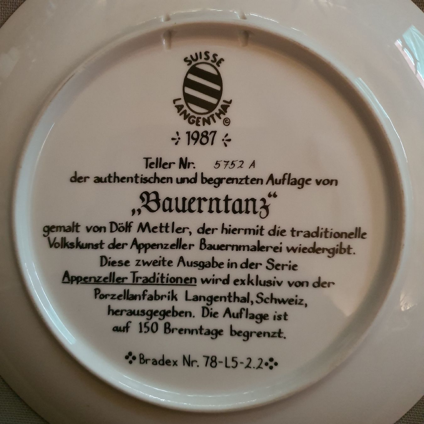 Teller: DÖLF METTLER BAUERNTANZ TELLER NR 2 – Gebraucht aus Schönenwerd von Sneki55 1