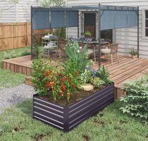 Outsunny Hochbeet aus Stahl, Pflanzbeet Frühbeet Gartenbeet