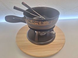 Käsefondue-Set schwarz mit 2 Gabeln guter Zustand.