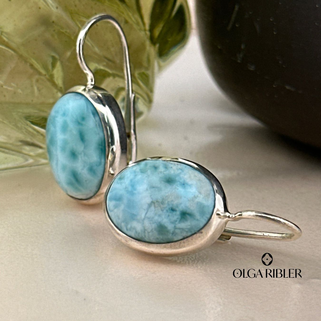 Olga Ribler Ohrringe & -stecker: Larimar-Ohrhänger – Sterling Silber – Neu (gemäss Beschreibung) aus Luzern von byolgaribleroutlet 1
