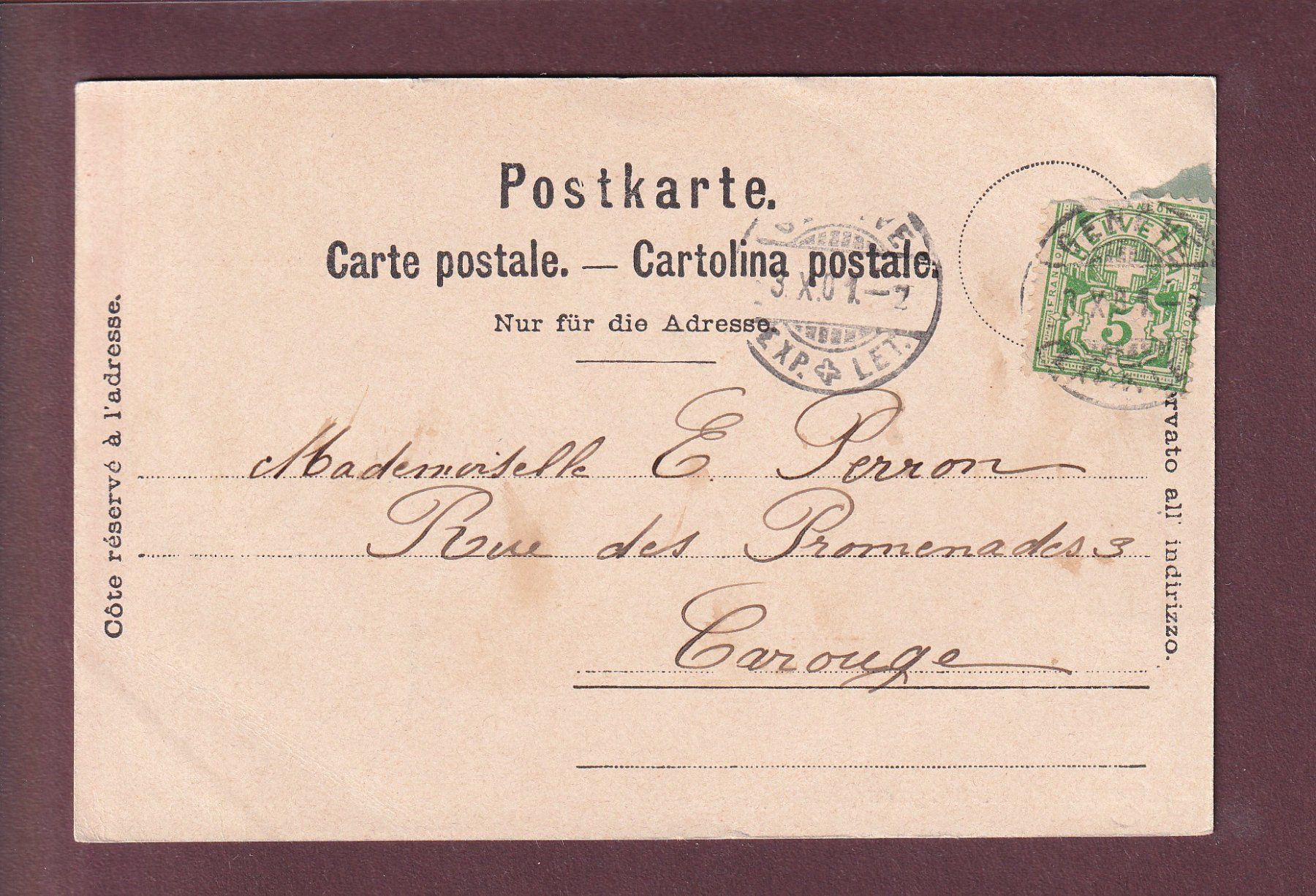 Ansichtskarten: Souvenir de ST. CERGUES - 1901 – Gebraucht aus Pully von nicecards 1