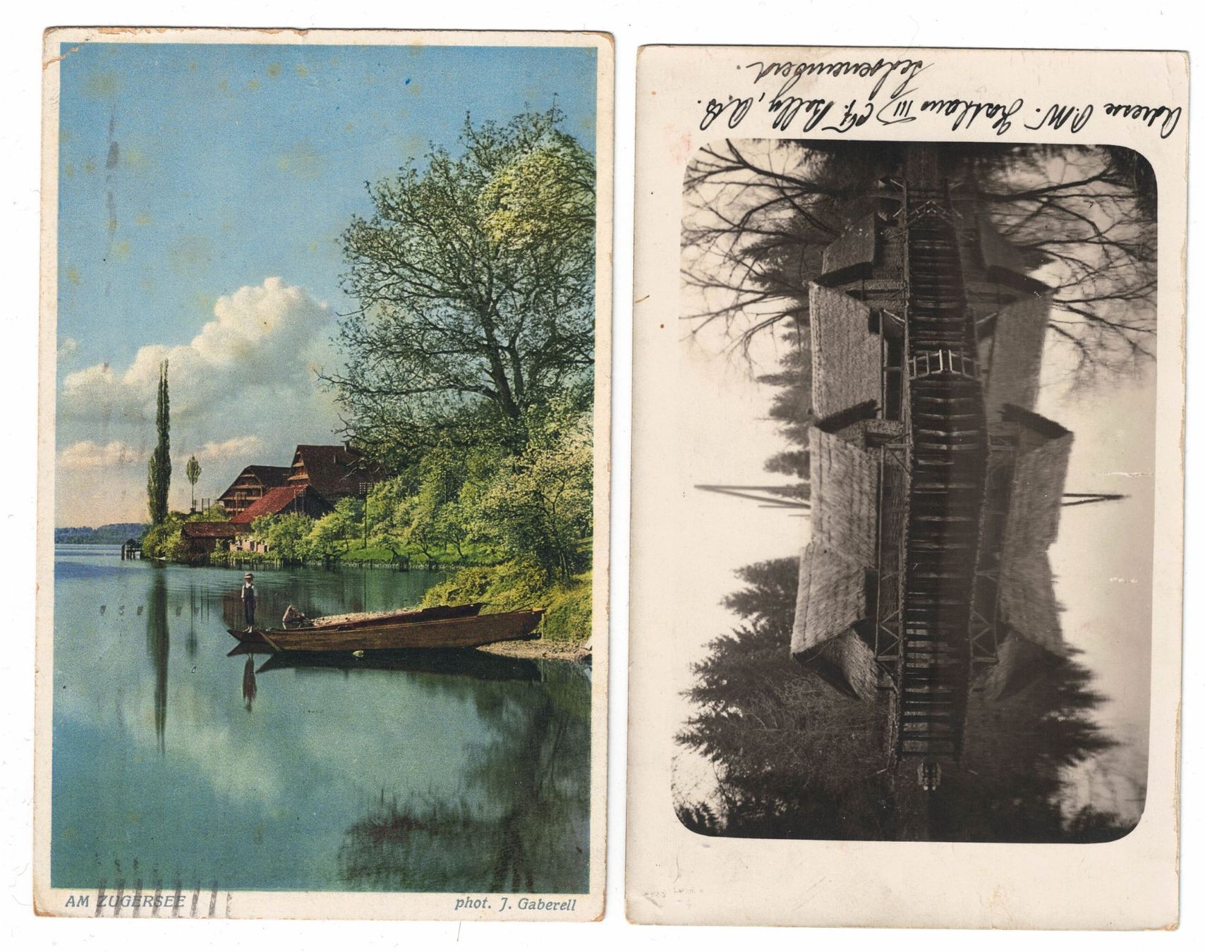 Cartoline postali: 2 Ansichtskarten (Am Zugersee, Schönenwerd) – Usato da Küsnacht ZH venduto da scholli58