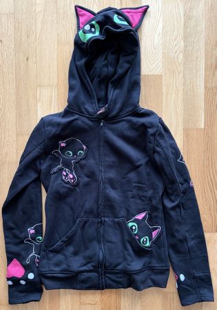 "Black Cat Hood" Kapuzenjacke schwarz von Cupcake Cult - 2