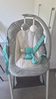 Chaise haute et transat pour bébé gris et turquoise bon état