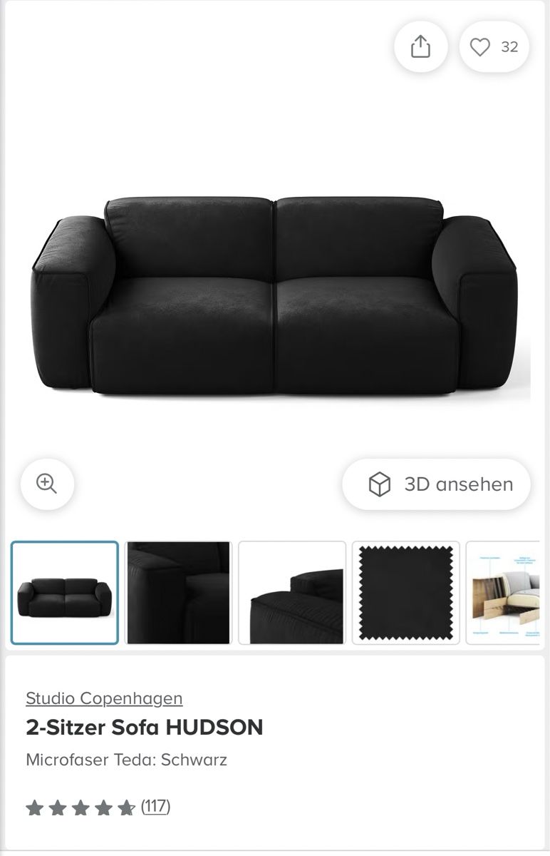 Sofas: 2-Sitzer Sofa Studio Copenhagen Microfaser Schwarz – Gebraucht aus Madetswil von VLZH 2