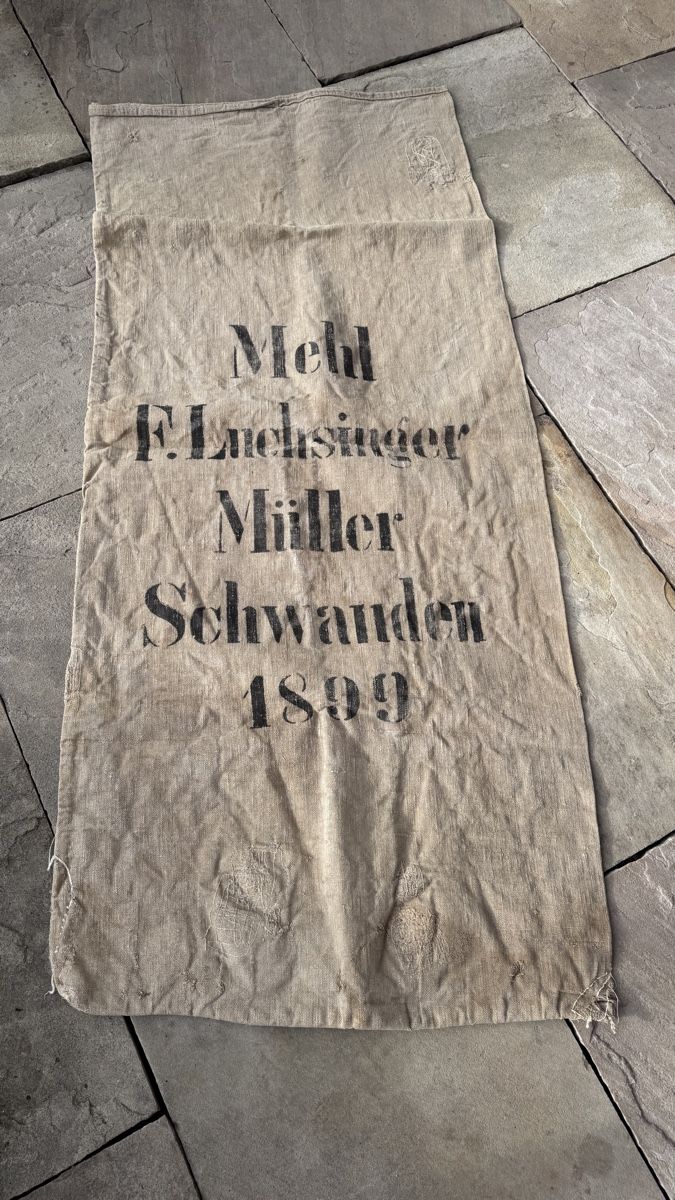 Alle Dekorationen: Alter Mehlsack F.Luchsinger Müller Schwanden 1899  – Gebraucht aus Weesen von