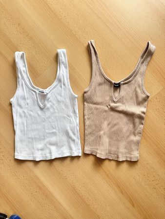 2er Set Tops, Grösse XS, Beige und Weiss