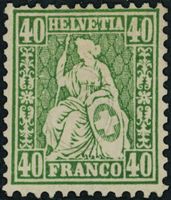 1863 - Sitzende Helvetia - 40Rp. grün - ungebraucht *