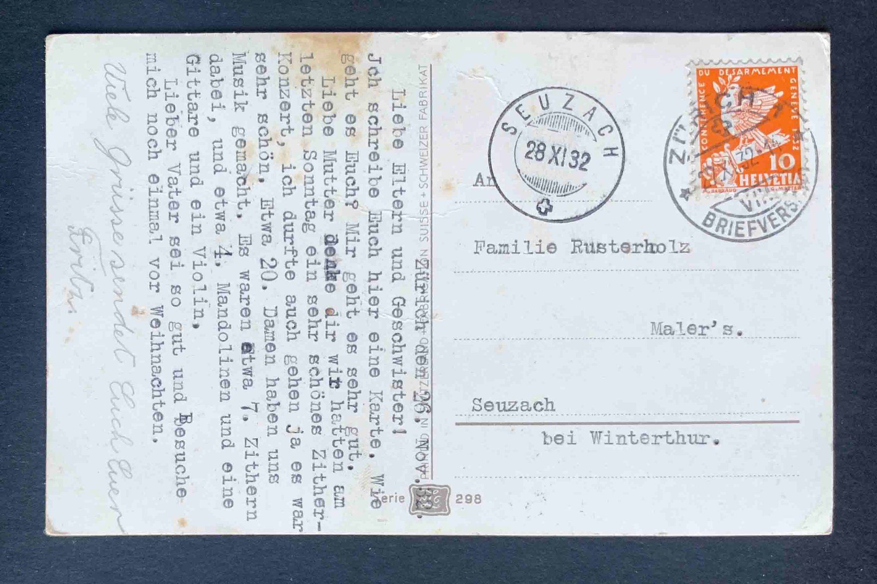 Cartoline postali: AK Rote Rose Stempel Seuzach 1932 – Usato da Goldau venduto da Balkonia09 1
