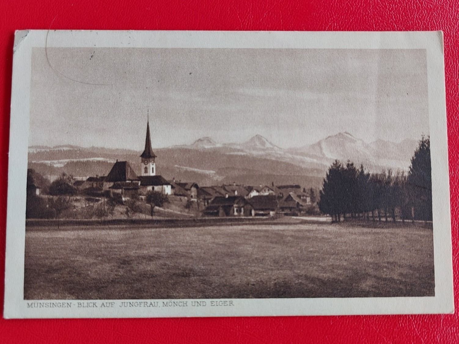 Cartoline postali: Münsingen - Blick auf Jungfrau, Mönch und Eiger 1923 – Usato da St-Légier-Chiésaz venduto da Theo006