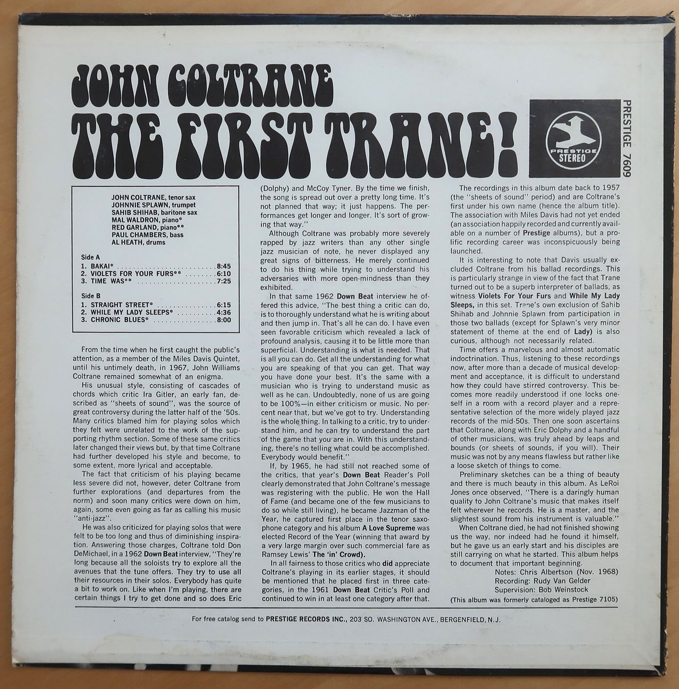 Dischi in vinile: JOHN COLTRANE - THE FIRST TRANE! (LP VG+) – Usato da Hedingen venduto da Studers 1