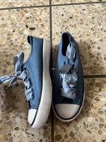 Blaue Stoffschuhe Gr. 37 mit Satinbänder