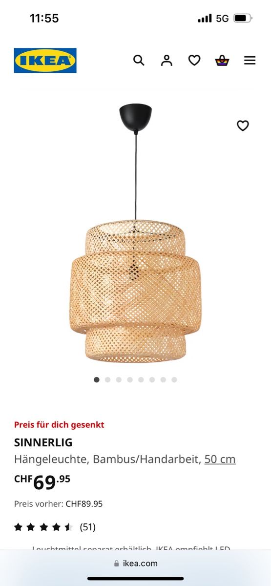 Ikea Lampadari & plafoniere: Ikea sinnerlig Lampe Bambus gross – Usato da Bözen venduto da Feel_pink 1