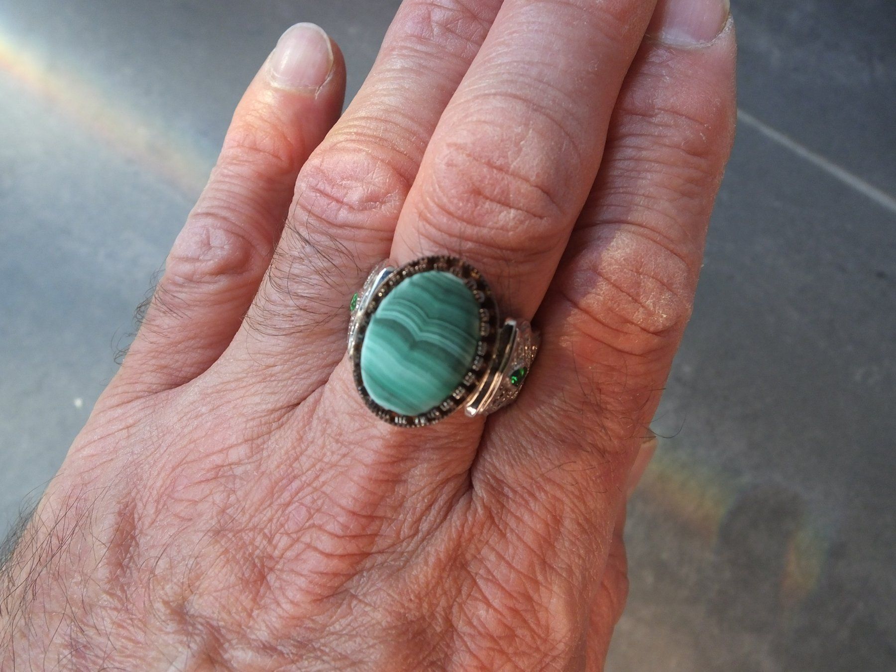 Anelli: Herrenring mit Echtem Malachite Stein – Nuovo (secondo la descrizione) da Unterentfelden venduto da l654321a
