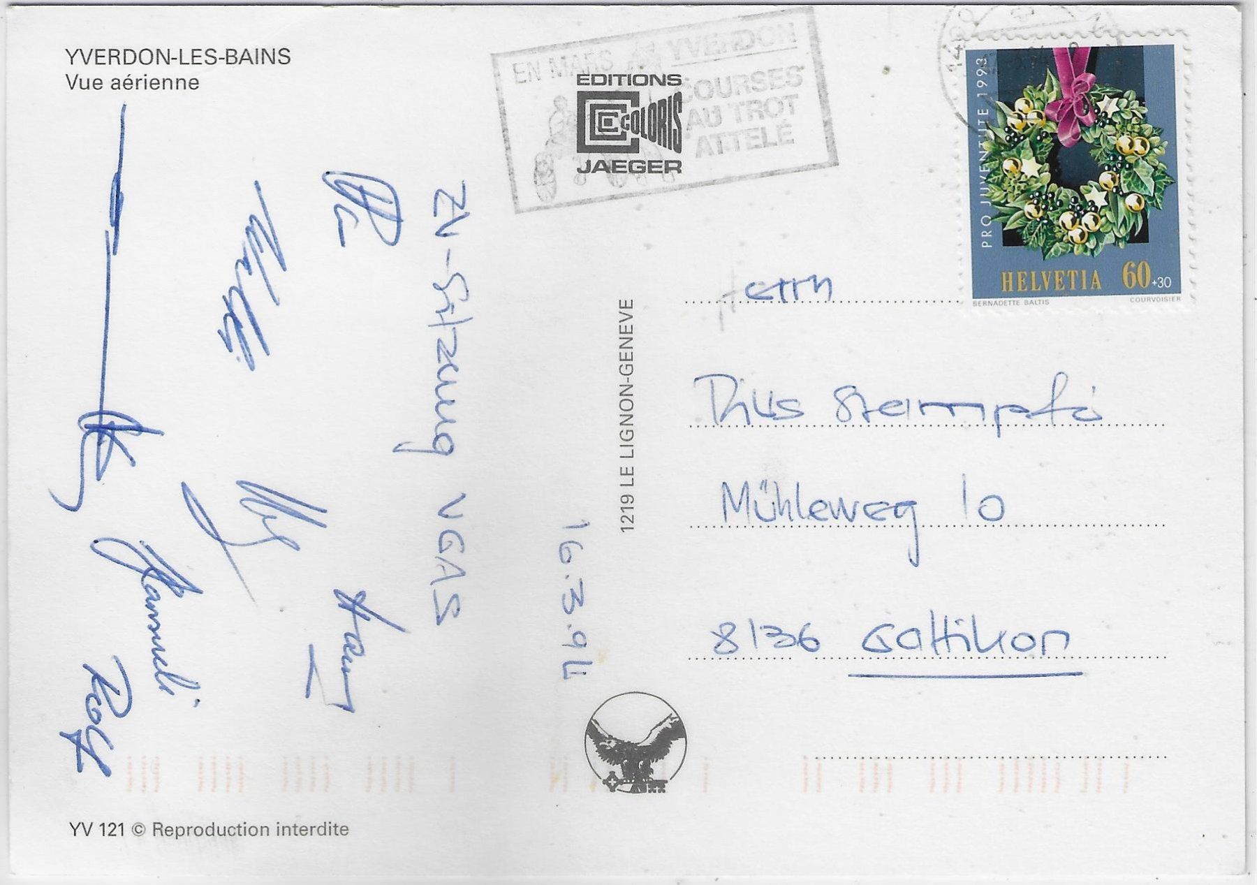 Cartoline postali: Yverdon-les-Bains - Vue aerienne – Usato da Ettingen venduto da Kartenplanet 1