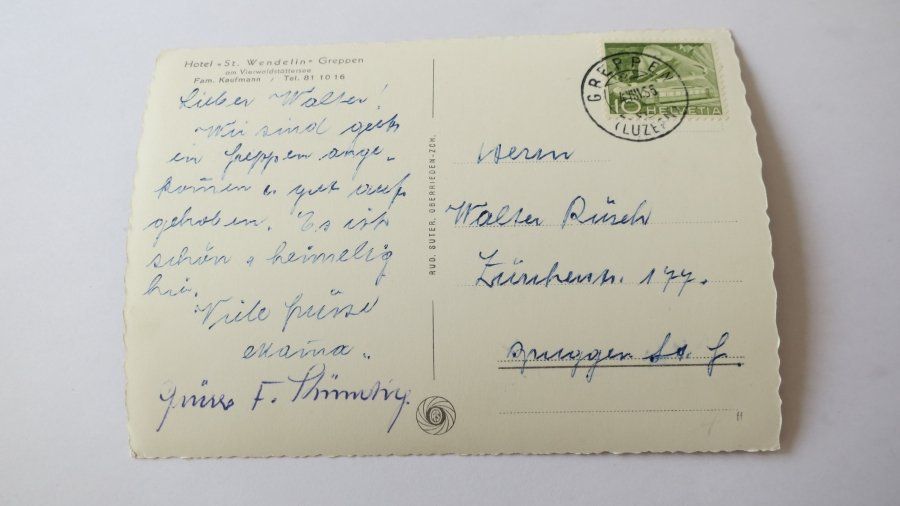 Cartoline postali: Greppen / LU - Hotel St. Wendelin - 1956 – Usato da Jona venduto da centumprata 1