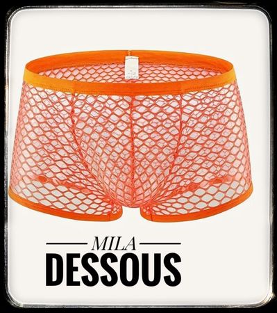 Sexy Mens Boxer Fischernetz Briefs Mesh Orange *L*