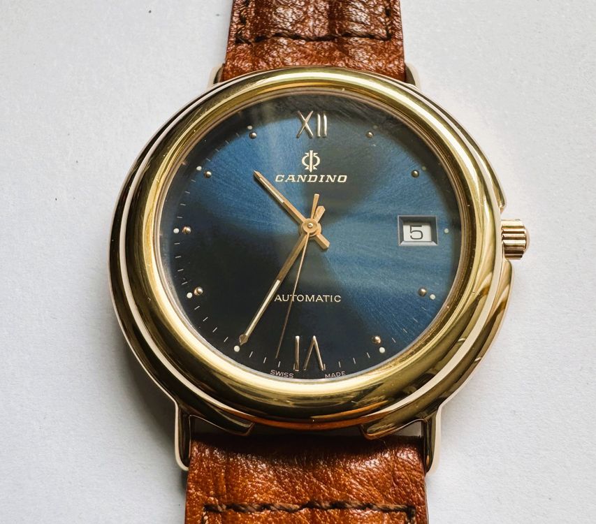 Elegante Candino Automatikuhr, Edelstahl PVD Gelb Saphirglas 1