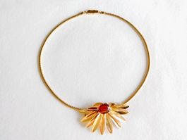 UNIKAT: Margeriten-Collier, 18K mit Citrin, ca.1950