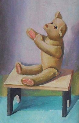 Dipinti: AMMANN Eugen Rudolf / OELGEMÄLDE Junges Mädchen m. Teddy Bär – Usato da Basel venduto da basilisk04 4