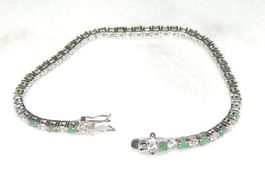 ARMBAND "TENNIS" SMARAGDE MOISSANITE 925 SILBER 20 CM