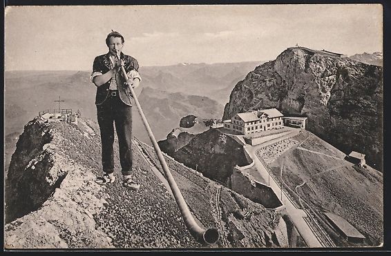 Cartoline postali: Pilatus, Alphornbläser Jos. Kuster (Pre – Usato da Berlin venduto da bartko-reher