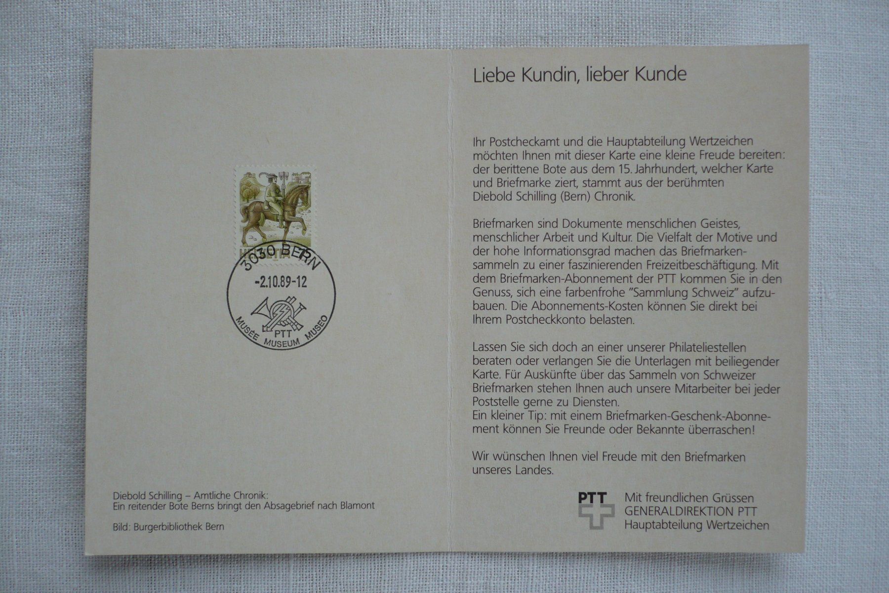 Tous les timbres: 1998 Dankfolder GD PTT – D'occasion à Zürich par saltandpepper008 1