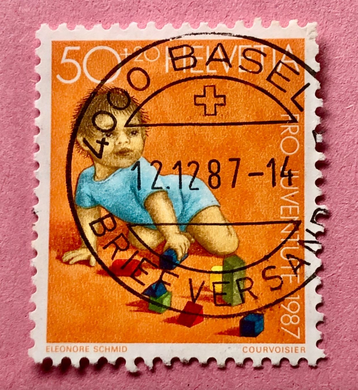 Tutti i francobolli: Nr.J 304 Kriechendes Kind Pro Juventute GESTEMPELT 1987   – Usato da Aarau venduto da Billa007